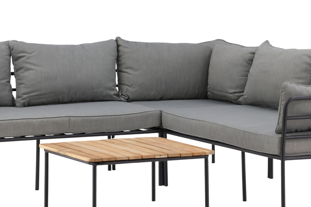 Venture Home Penh Balcony Corner Sofa - Black / Acacia
