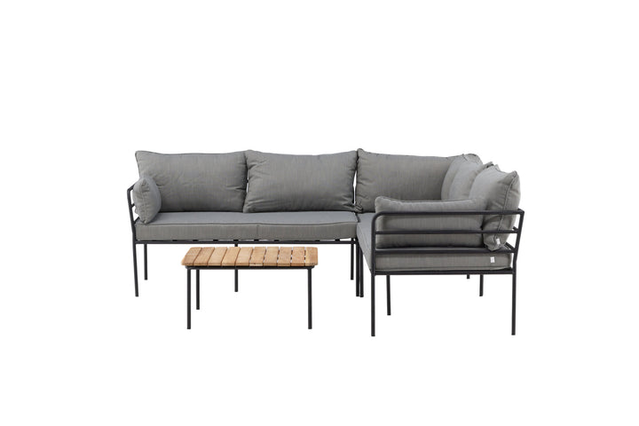 Venture Home Penh Balcony Corner Sofa - Black / Acacia