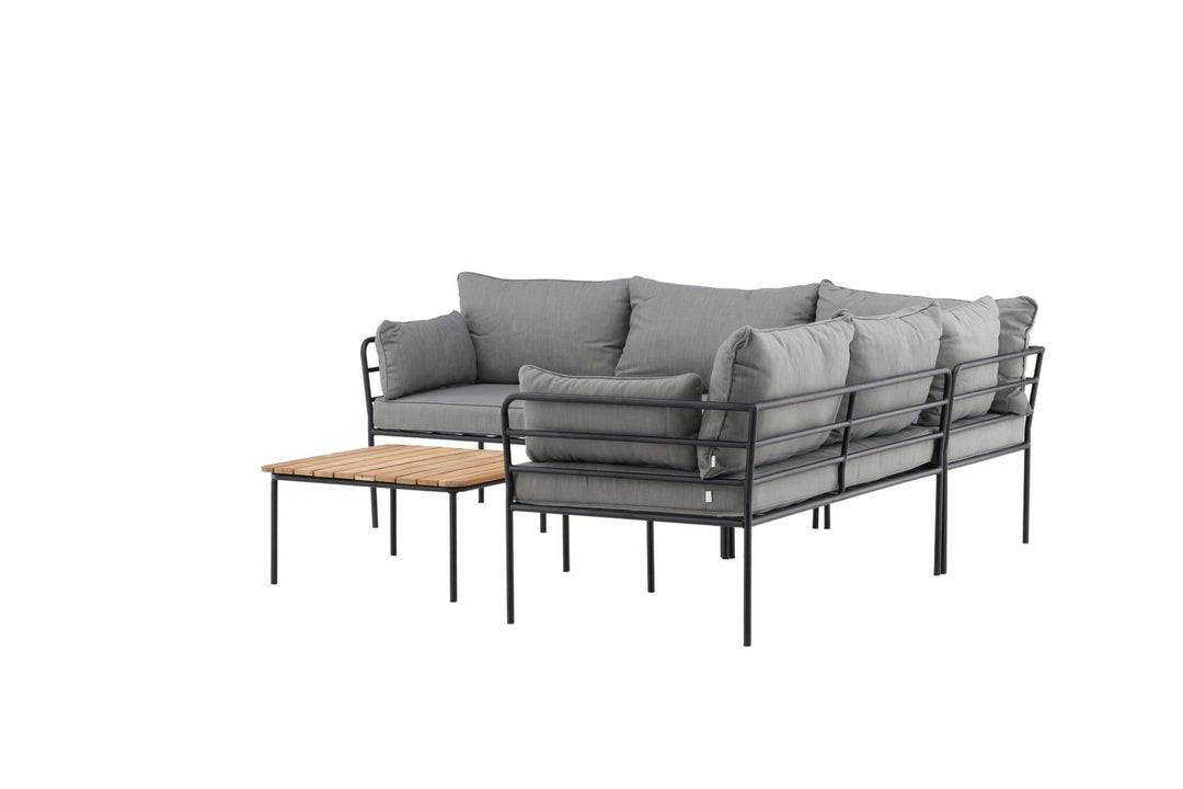 Venture Home Penh Balcony Corner Sofa - Black / Acacia