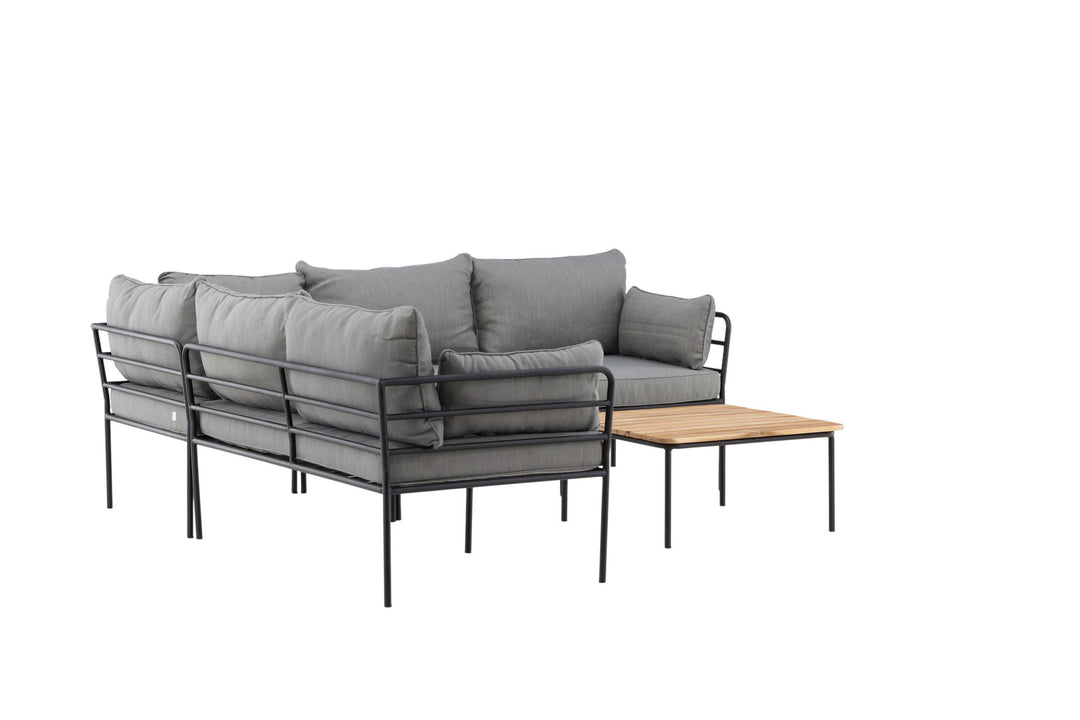 Venture Home Penh Balcony Corner Sofa - Black / Acacia