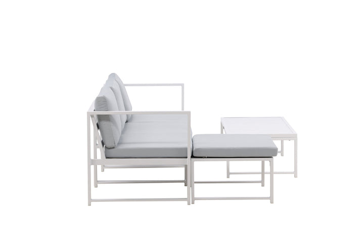 Venture Home Salvador sofa set - White Alu / Grey Cushions. 2 corners+ 1 middlepart + 1 ottom