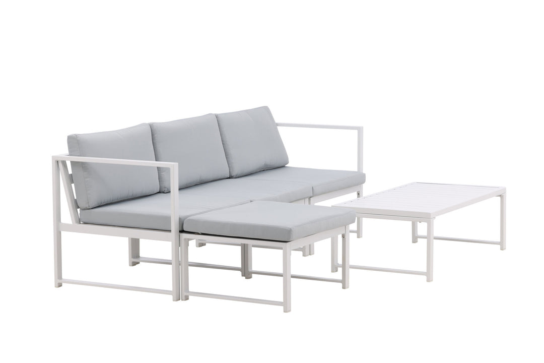 Venture Home Salvador sofa set - White Alu / Grey Cushions. 2 corners+ 1 middlepart + 1 ottom