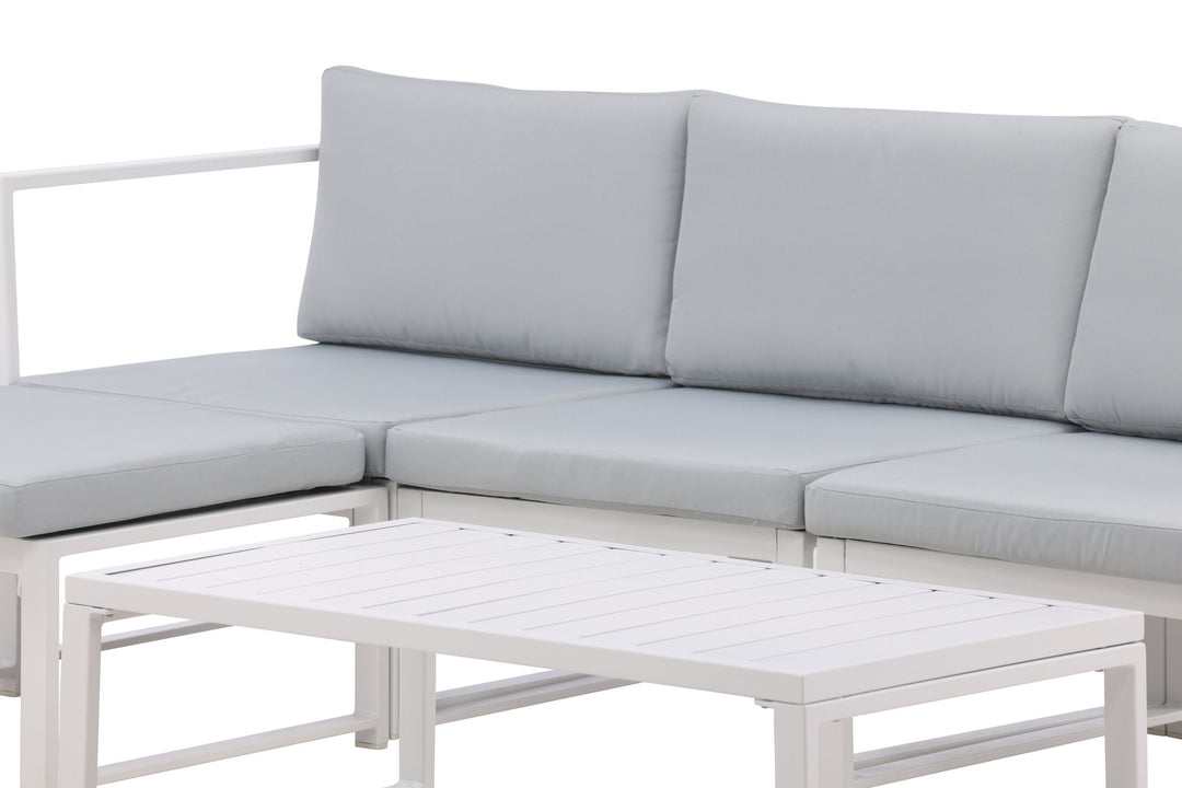 Venture Home Salvador sofa set - White Alu / Grey Cushions. 2 corners+ 1 middlepart + 1 ottom