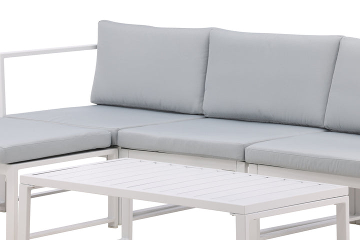 Venture Home Salvador sofa set - White Alu / Grey Cushions. 2 corners+ 1 middlepart + 1 ottom