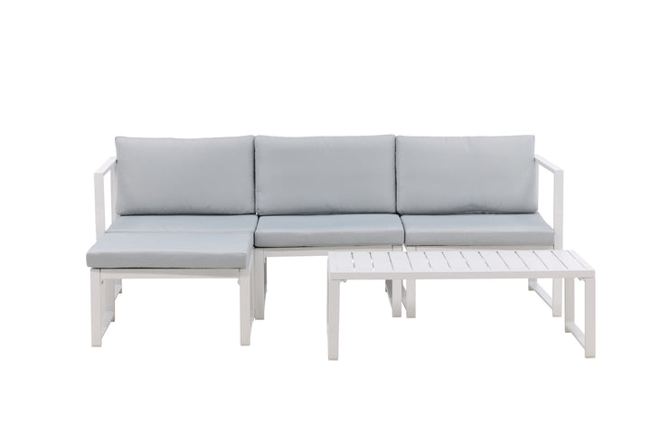 Venture Home Salvador sofa set - White Alu / Grey Cushions. 2 corners+ 1 middlepart + 1 ottom