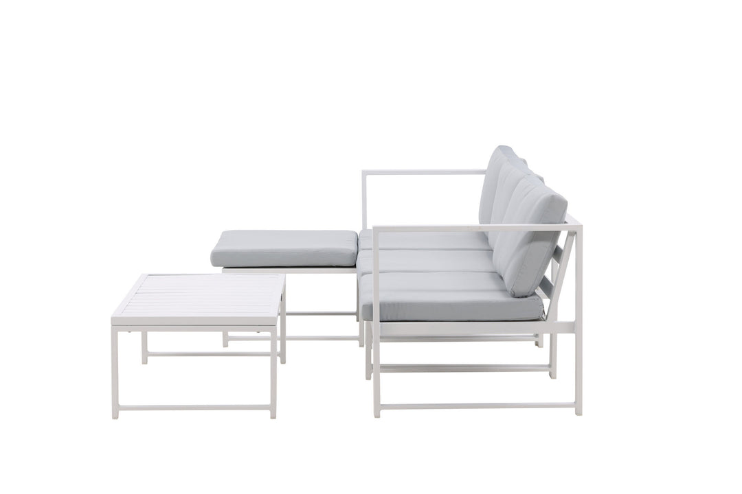 Venture Home Salvador sofa set - White Alu / Grey Cushions. 2 corners+ 1 middlepart + 1 ottom