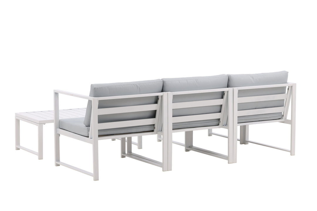 Venture Home Salvador sofa set - White Alu / Grey Cushions. 2 corners+ 1 middlepart + 1 ottom