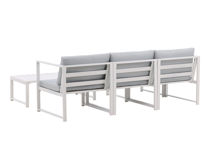 Venture Home Salvador sofa set - White Alu / Grey Cushions. 2 corners+ 1 middlepart + 1 ottom
