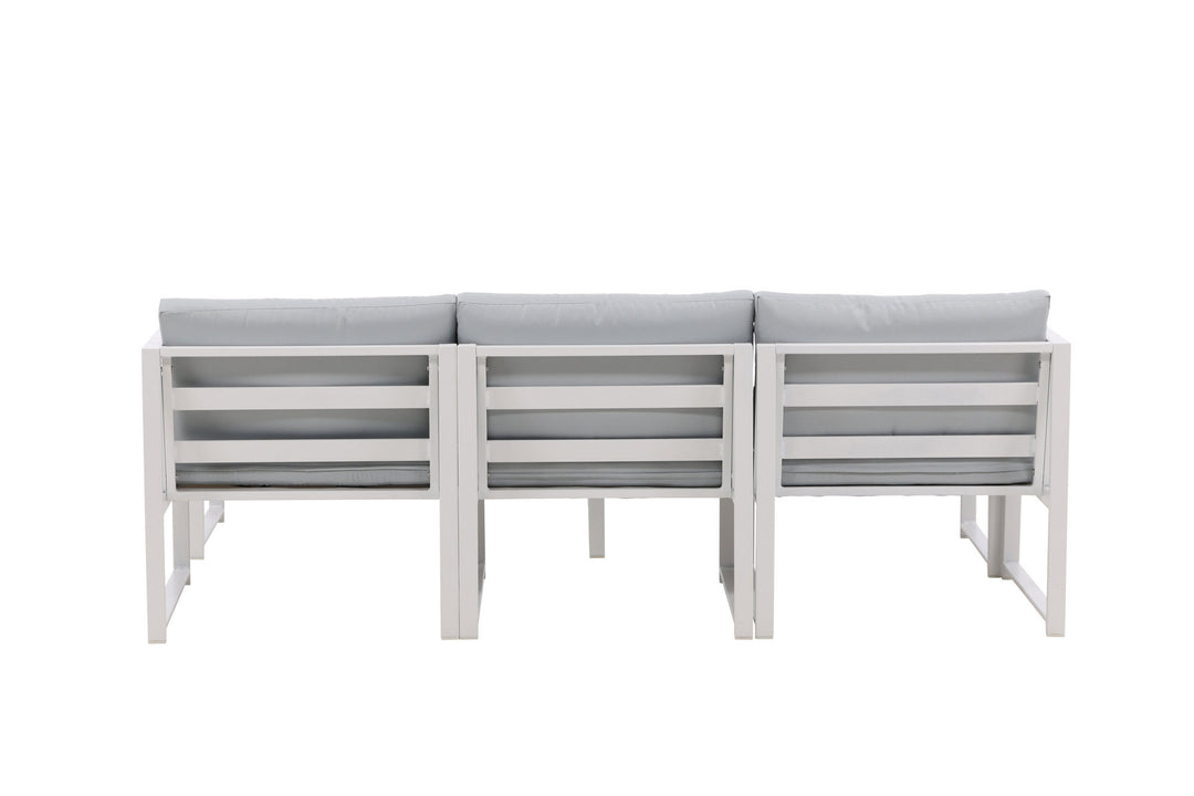 Venture Home Salvador sofa set - White Alu / Grey Cushions. 2 corners+ 1 middlepart + 1 ottom
