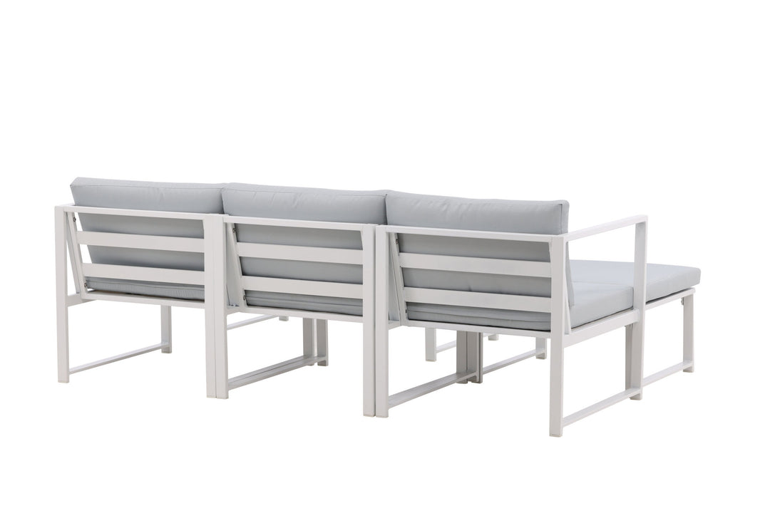 Venture Home Salvador sofa set - White Alu / Grey Cushions. 2 corners+ 1 middlepart + 1 ottom