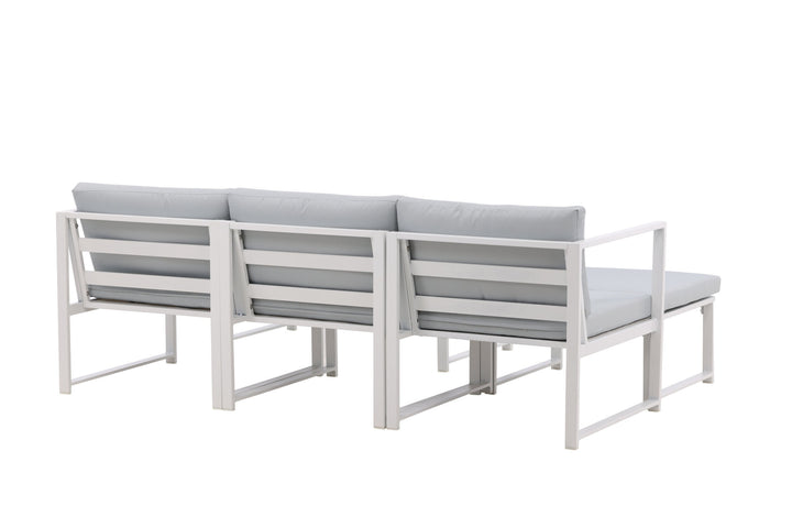Venture Home Salvador sofa set - White Alu / Grey Cushions. 2 corners+ 1 middlepart + 1 ottom