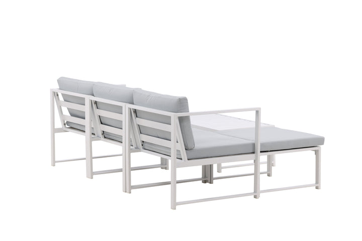 Venture Home Salvador sofa set - White Alu / Grey Cushions. 2 corners+ 1 middlepart + 1 ottom