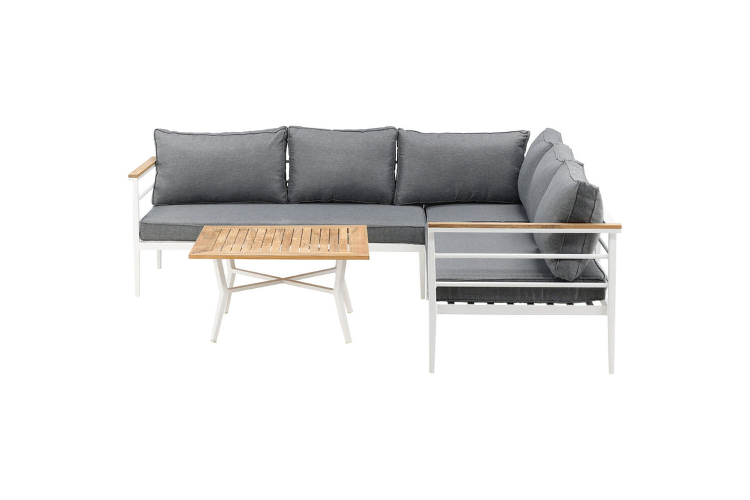 Venture Home Mexico Corner Sofa - White Alu / Teak