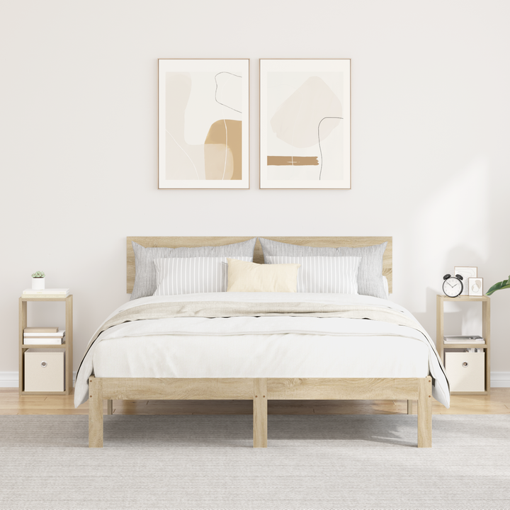 Sengebord 2 pcs Sonoma eg 25,5 x 22 x 49,5 cm Konstrueret træ