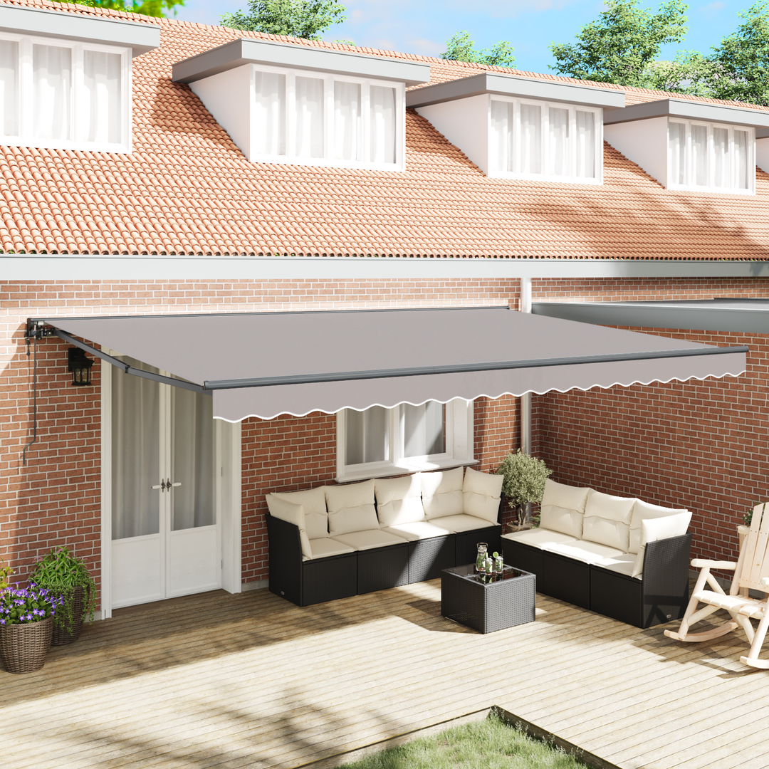 Markiseramme Lysegrå 500 × 300 cm Polyester med PU belægning