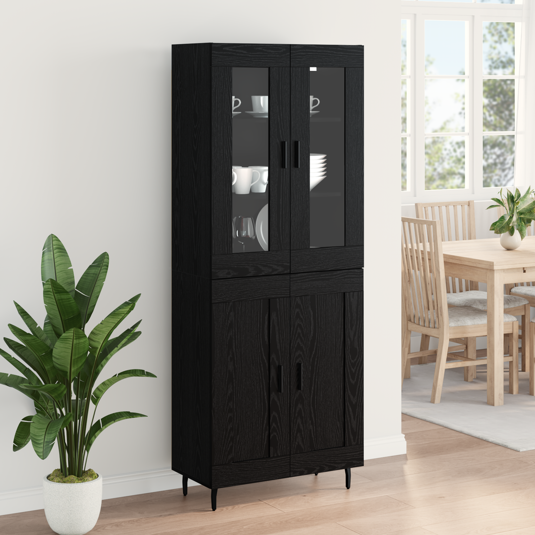 Highboard 2 pcs Sort eg Konstrueret træ