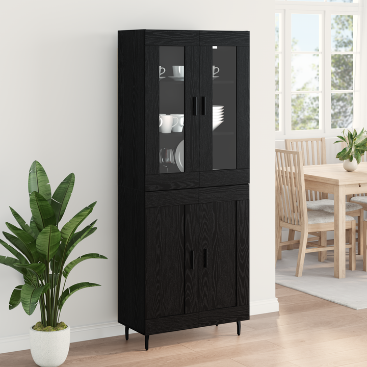 Highboard 2 pcs Sort eg Konstrueret træ