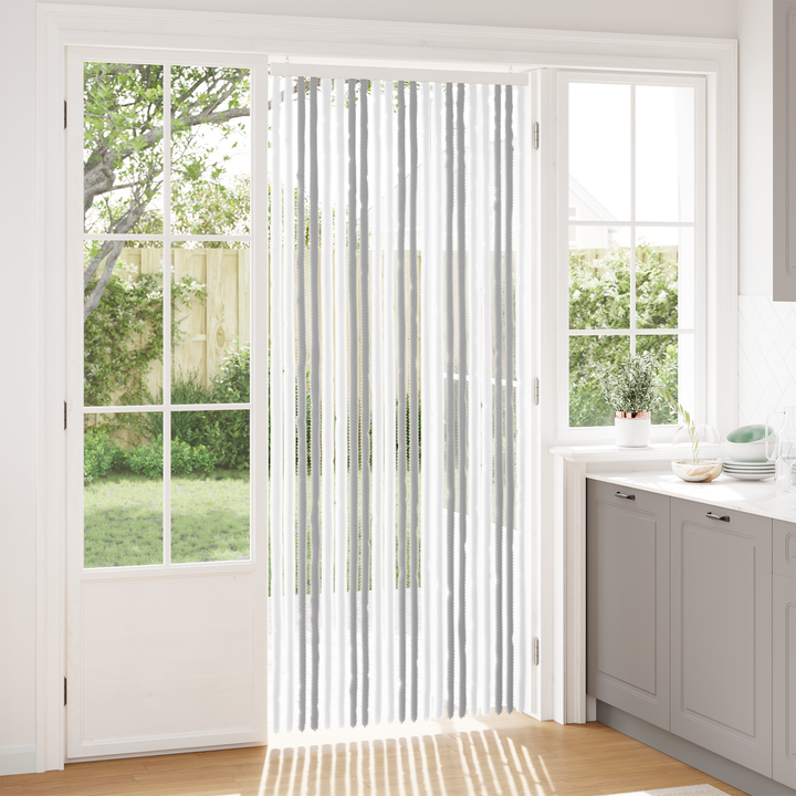Insektgardin i chenille Lys Grå og Hvid 90 x 220 cm 100% PP