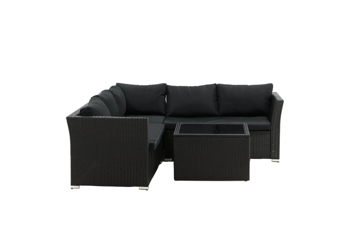 Venture Home Haiti Sofa Set - Black Wicker / Black Cushion
