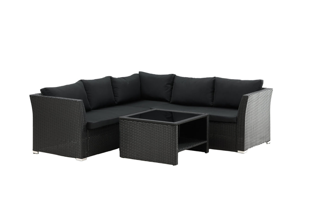 Venture Home Haiti Sofa Set - Black Wicker / Black Cushion