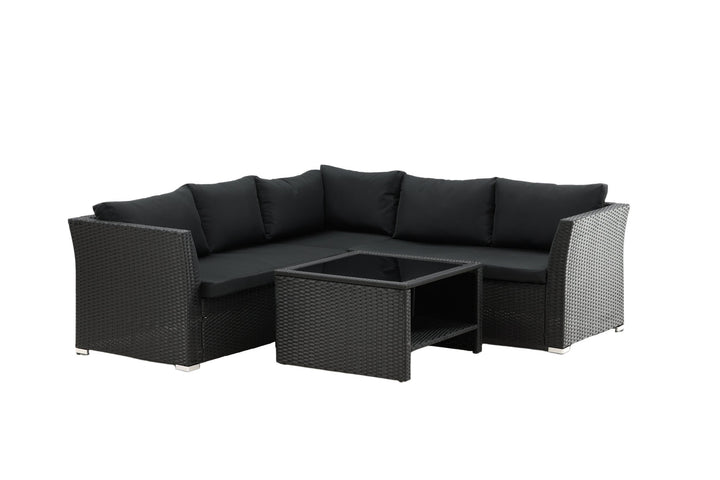 Venture Home Haiti Sofa Set - Black Wicker / Black Cushion