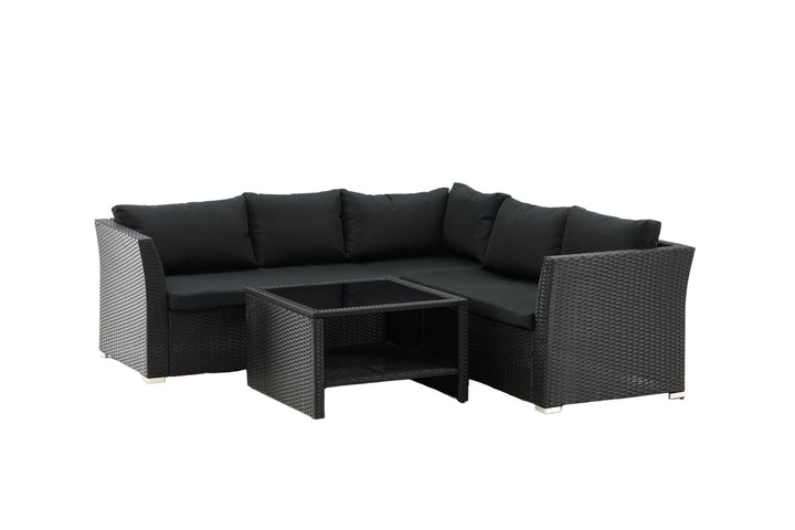 Venture Home Haiti Sofa Set - Black Wicker / Black Cushion