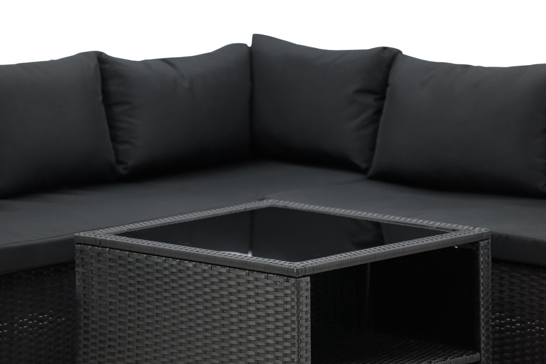 Venture Home Haiti Sofa Set - Black Wicker / Black Cushion