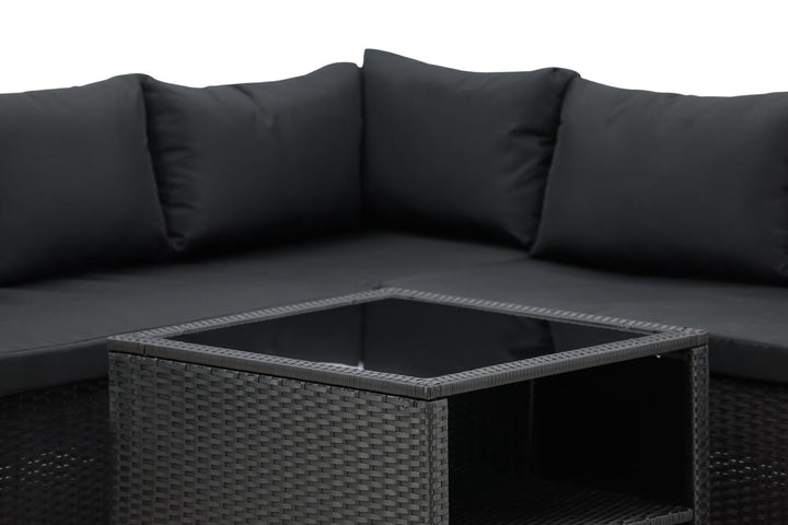 Venture Home Haiti Sofa Set - Black Wicker / Black Cushion