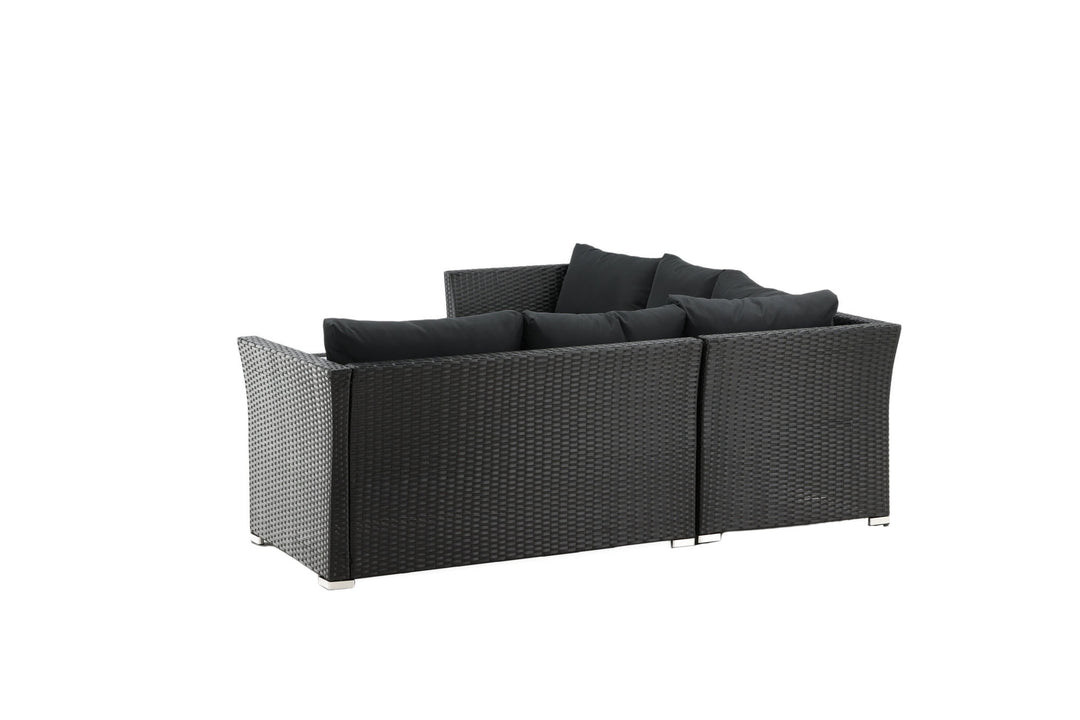 Venture Home Haiti Sofa Set - Black Wicker / Black Cushion