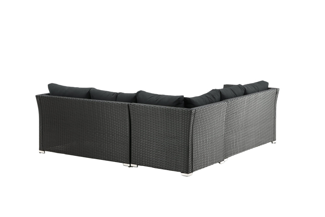 Venture Home Haiti Sofa Set - Black Wicker / Black Cushion