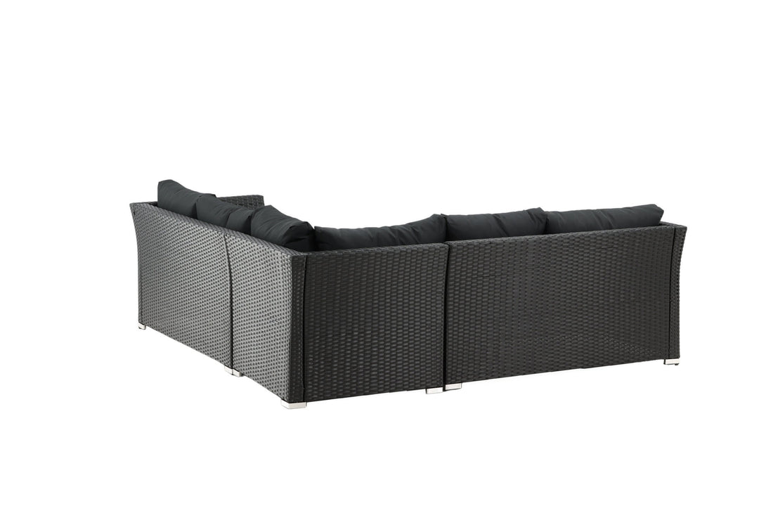 Venture Home Haiti Sofa Set - Black Wicker / Black Cushion