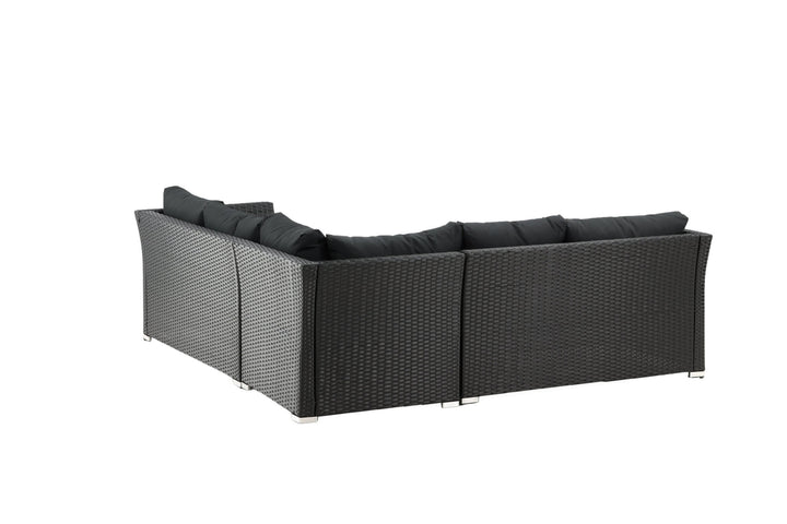 Venture Home Haiti Sofa Set - Black Wicker / Black Cushion