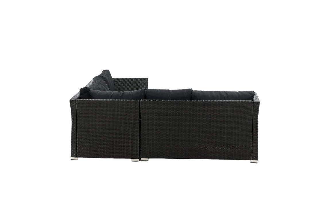 Venture Home Haiti Sofa Set - Black Wicker / Black Cushion