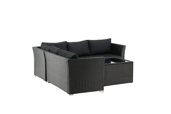 Venture Home Haiti Sofa Set - Black Wicker / Black Cushion
