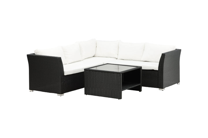 Venture Home Haiti Sofa Set - Black Wicker / White Cushion