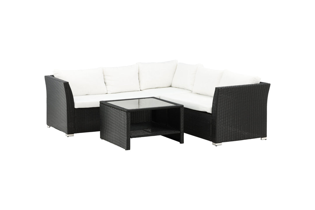 Venture Home Haiti Sofa Set - Black Wicker / White Cushion