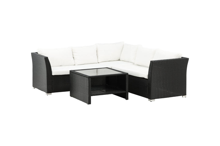 Venture Home Haiti Sofa Set - Black Wicker / White Cushion