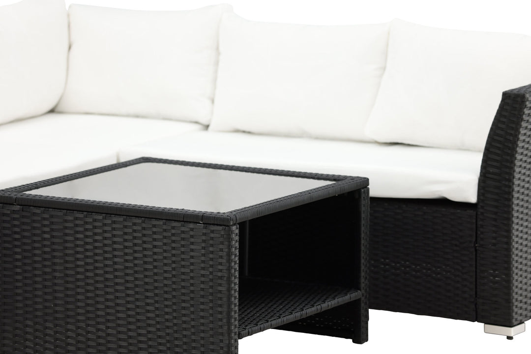 Venture Home Haiti Sofa Set - Black Wicker / White Cushion