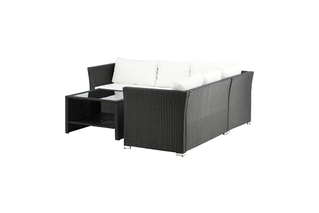 Venture Home Haiti Sofa Set - Black Wicker / White Cushion