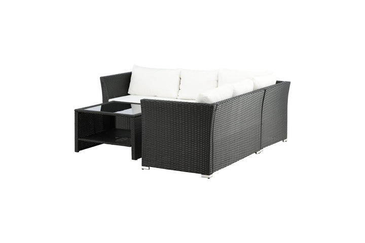 Venture Home Haiti Sofa Set - Black Wicker / White Cushion