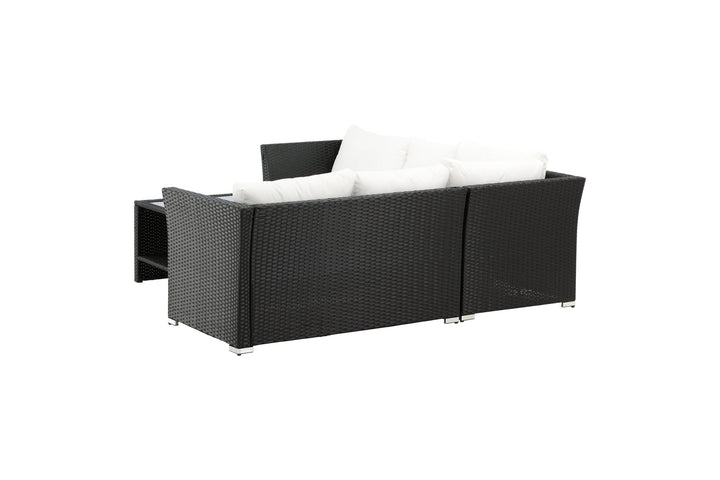 Venture Home Haiti Sofa Set - Black Wicker / White Cushion
