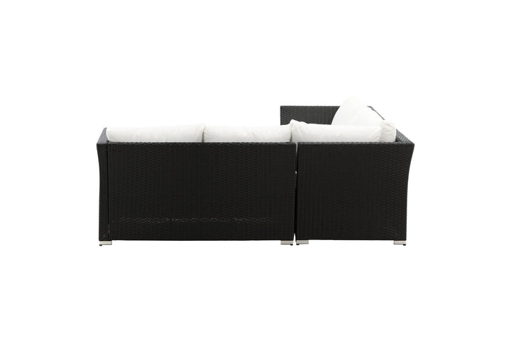 Venture Home Haiti Sofa Set - Black Wicker / White Cushion