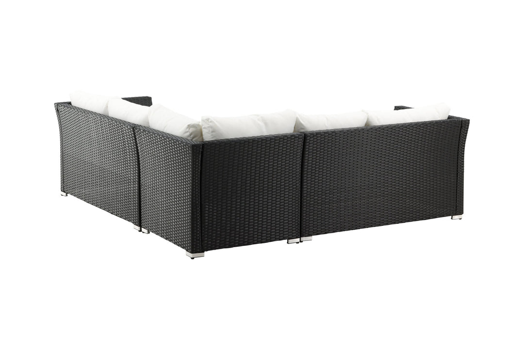 Venture Home Haiti Sofa Set - Black Wicker / White Cushion