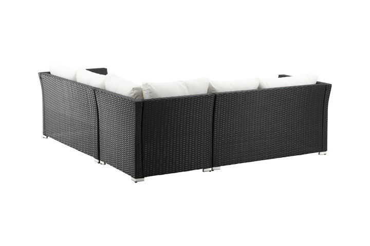 Venture Home Haiti Sofa Set - Black Wicker / White Cushion