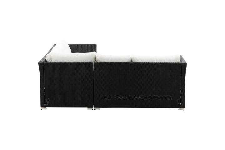 Venture Home Haiti Sofa Set - Black Wicker / White Cushion