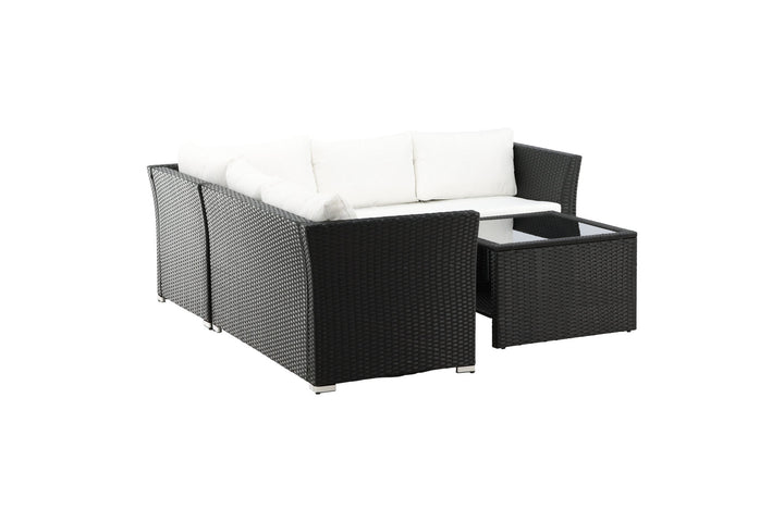 Venture Home Haiti Sofa Set - Black Wicker / White Cushion