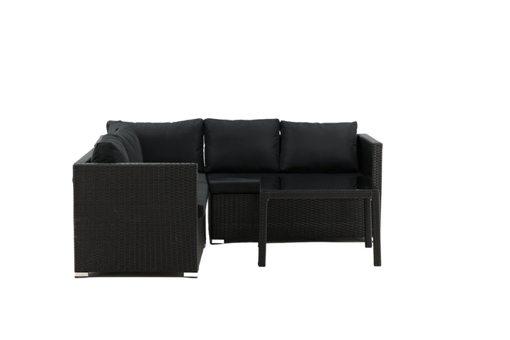 Venture Home Kuba Sofa Set - Black Wicker - Black Cushion