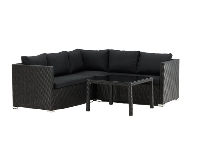 Venture Home Kuba Sofa Set - Black Wicker - Black Cushion
