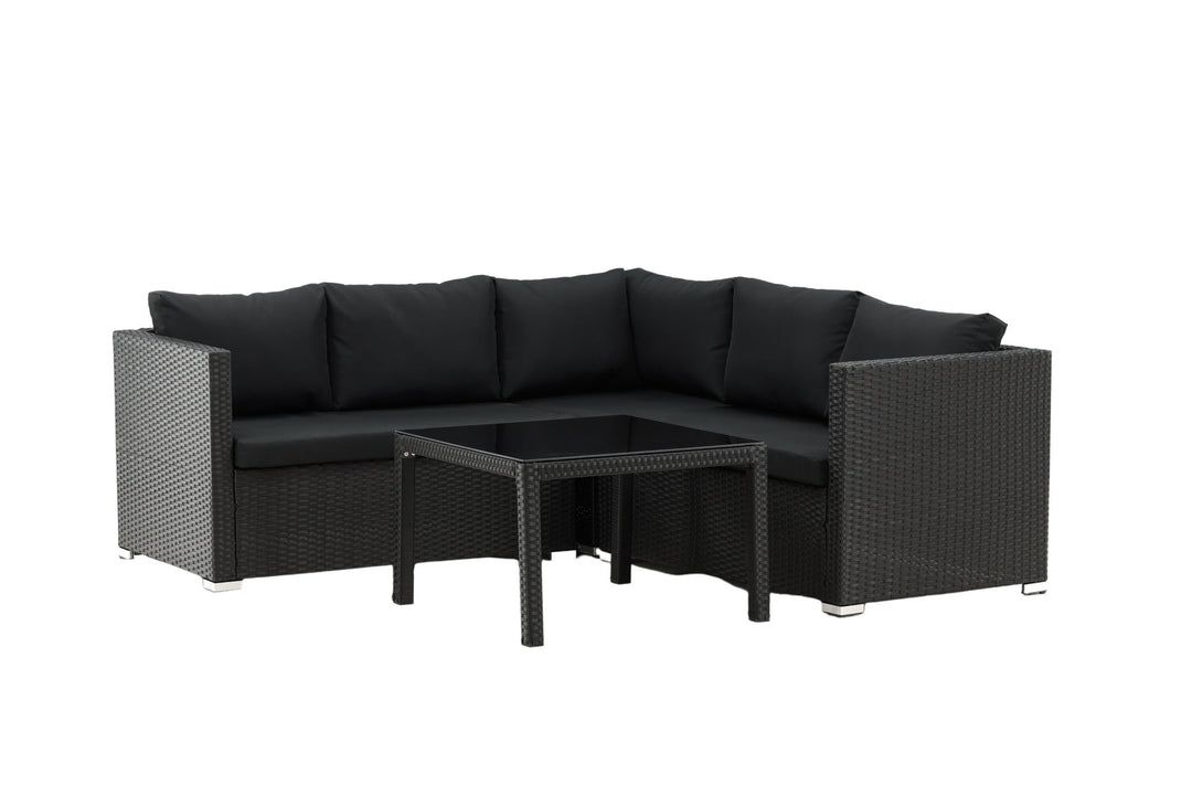 Venture Home Kuba Sofa Set - Black Wicker - Black Cushion