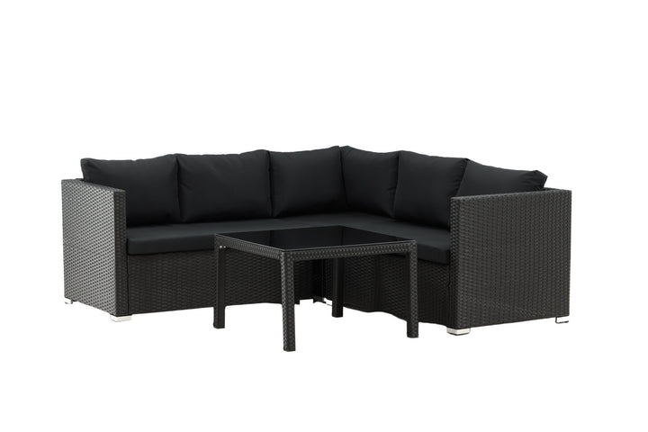 Venture Home Kuba Sofa Set - Black Wicker - Black Cushion